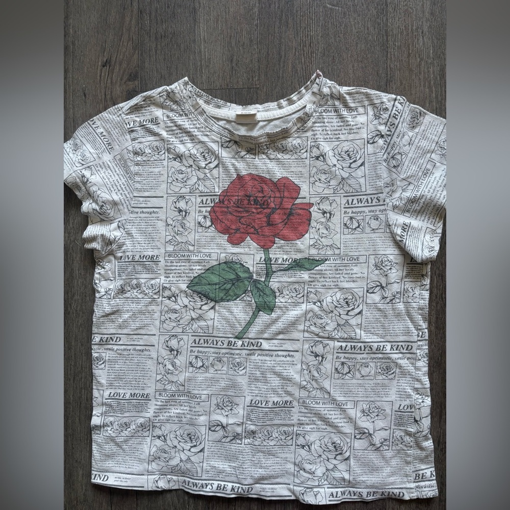 Floral Graphic Kids T-Shirt - Red Rose Design